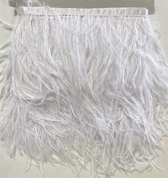 FTR-OST-100-WHITE.  White Ostrich Feather - 7 INCH