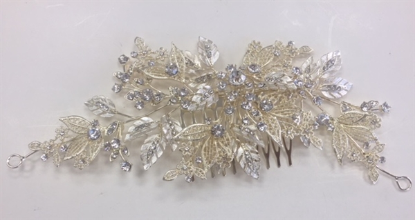 HDP-100-GOLD-CRYSTAL. WHOLESALE HEAD-PIECE, CLEAR CRYSTALS WITH GOLD BACKING ON A COMB