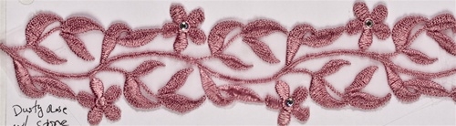LNS-BBE-102-DustyRose.  Bridal Lace with Beads - Dusty Rose
