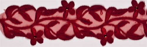 LNS-BBE-102-Red.  Bridal Lace with Beads - Red