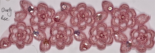 LNS-BBE-103-DustyRose - Bridal Lace with Beads - Dusty Rose