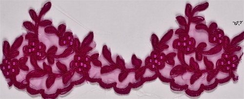 LNS-BBE-104-Fuchsia.  Bridal Lace with Beads - Fuchsia - 3" Wide