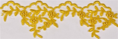 LNS-BBE-104-Yellow.  Bridal Lace with Beads - Yellow