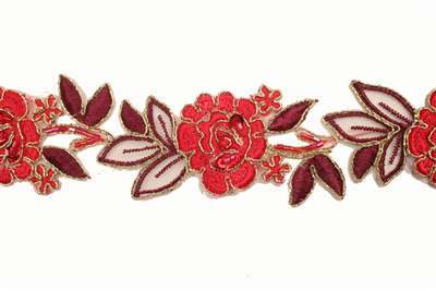 LNS-BBE-179-RED.  Bridal Beaded Lace