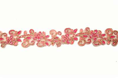LNS-BBE-180-PINK.  Bridal Beaded Lace