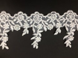 LNS-BBE-187-SILVERNWHITE.  BRIDAL BEADED LACE