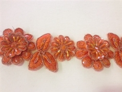 LNS-BBE-190-ORANGE.  BRIDAL BEADED LACE - 1.5 INCH WIDE