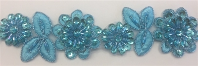 LNS-BBE-190-TURQUOISE. BRIDAL BEADED LACE