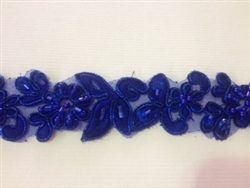 LNS-BBE-199-NAVY.  BRIDAL BEADED TRIM - NAVY - 1.25 INCH WIDE