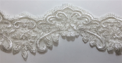 LNS-BBE-204-OFFWHITE. BRIDAL BEADED LACE - 4.5 " WIDE
