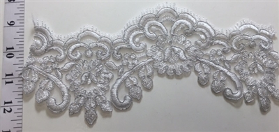 LNS-BBE-204-WHITE. BRIDAL BEADED LACE - 4.5 " WIDE