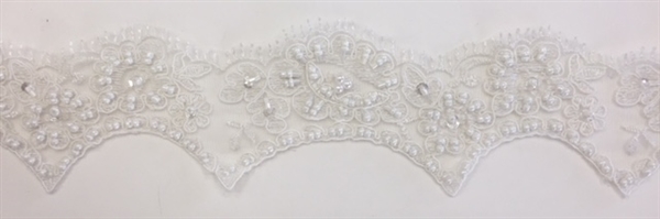 LNS-BBE-206-OFFWHITE. BRIDAL BEADED LACE - 2 " WIDE