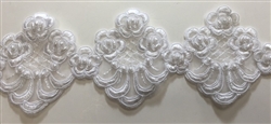 LNS-BBE-208-WHITE. BRIDAL BEADED LACE WITH PEARLS - 3.5 " WIDE