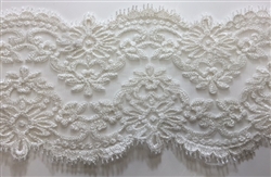 LNS-BBE-210-OFFWHITE. BRIDAL EMBROIDERED LACE - 5 " WIDE