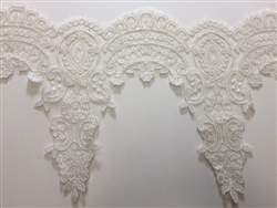 LNS-BBE-214-WHITE. BRIDAL EMBROIDERED LACE - 9 " WIDE