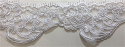 LNS-BBE-215-WHITE. BRIDAL EMBROIDERED LACE - 2.5 " WIDE