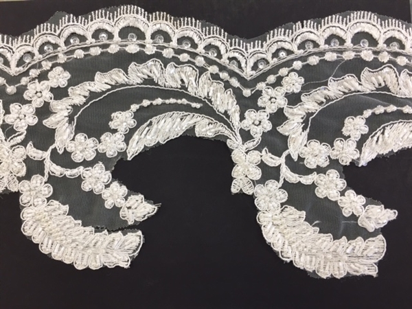 LNS-BBE-220-OFFWHITE.  Fully Beaded Bridal Lace - Off White - 7 Inch Wide