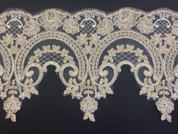 LNS-BBE-257-GOLD.  Gold Bridal Lace - 8.5 Inch Wide