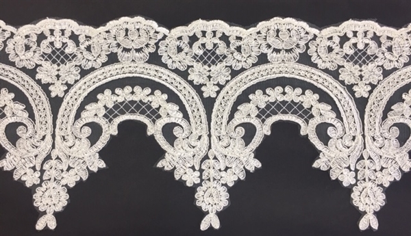 LNS-BBE-257-IVORY.  Ivory Bridal Lace - 8.5 Inch Wide - Sold By the Yard