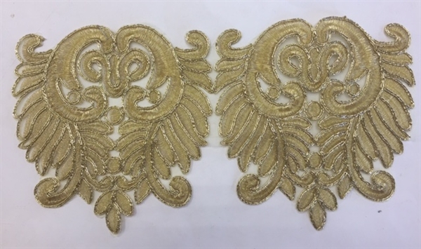 LNS-BBE-258-GOLD.  Gold Bridal Lace - 6.5 Inch Wide - Sold By the Yard