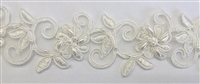 LNS-BBE-311-OFFWHITE. EMBROIDERED BRIDAL BEADED LACE WITH OFFWHITE BEADS - 1.5" - OFFWHITE
