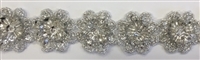 LNS-BBE-321-SILVER. BRIDAL BEADED LACE WITH SILVER BEADS & SEQUINS - 1-1/8 " WIDE
