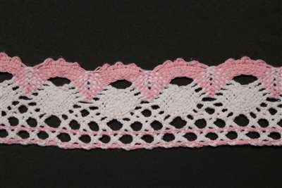 LNS-CRO-108-WHITEPINK.  Crochet Lace