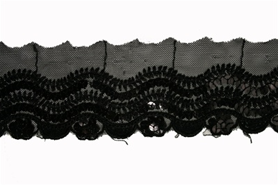 LNS-SQN-131-BLACK.  2.75"-wide Non-Stretch Sequins Lace