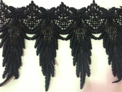 LNS-VEN-136-BLACK.   VENICE LACE - BLACK - 6 INCH WIDE
