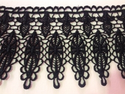 LNS-VEN-138-BLACK.  VENICE LACE - BLACK- 4 INCH WIDE