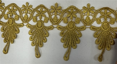 LNS-VEN-148-GOLD.  3.75" Wide Venice Lace - Gold