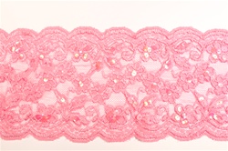 LST-BED-102-PINK.  6.0"-wide Stretch Beaded Lace