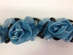 LST-FLR-117-BLUE.  STRETCH FLORAL LACE