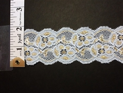 LST-REG-103-WHITEGOLD.  STRETCH LACE 1 INCH WIDE - WHITEGOLD