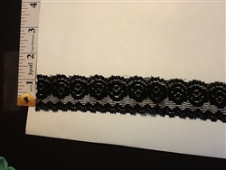 LST-REG-104-BLACK.  STRETCH LACE 1 INCH WIDE - BLACK