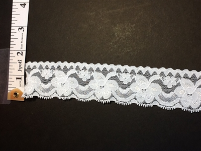 LST-REG-104-WHITE1.  STRETCH LACE 1 INCH WIDE - WHITE