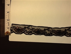 LST-REG-106-BLACKMULTI.  STRETCH LACE 1 INCH WIDE - BLACKMULTI