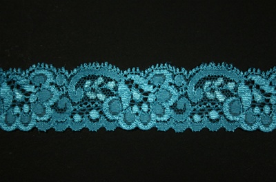 LST-REG-116-TURQUOISE.  1.0"-wide Stretch Lace