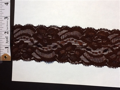 LST-REG-201-BROWN.  STRETCH LACE 2 INCH WIDE