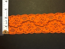 LST-REG-201-ORANGE. STRETCH LACE 2 INCH WIDE