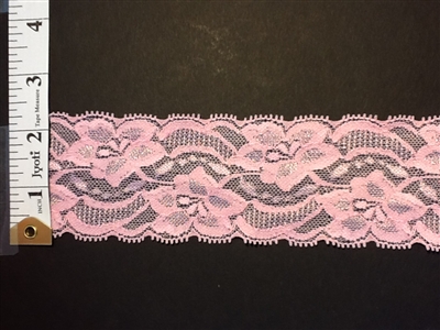 LST-REG-201-PINK. STRETCH LACE 2 INCH WIDE