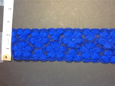 LST-REG-202-ROYAL BLUE.  STRETCH LACE 2 INCH WIDE