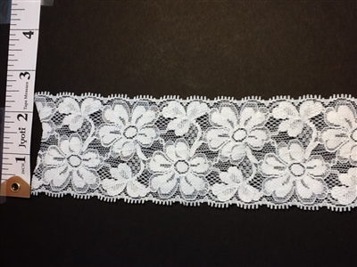 LST-REG-202-WHITE.  STRETCH LACE 2 INCH WIDE