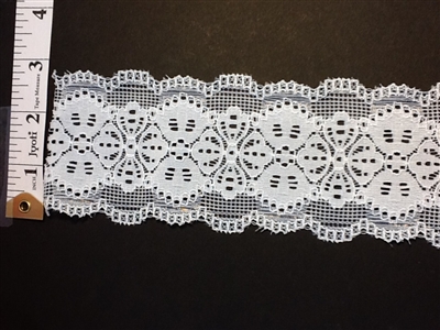 LST-REG-203 WHITE. STRETCH LACE 2 INCH WIDE