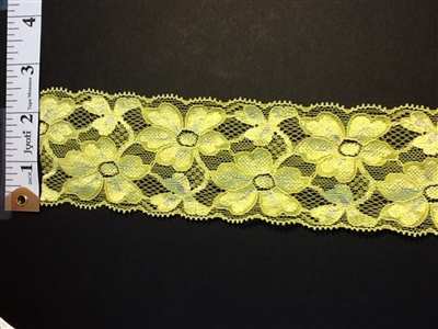 LST-REG-203 YELLOW. STRETCH LACE 2 INCH WIDE