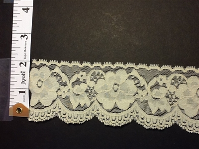 LST-REG-204-OFF WHITE. STRETCH LACE 2 INCH WIDE