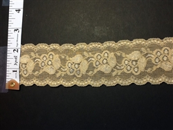 LST-REG-205-BEIGE. STRETCH LACE 2 INCH WIDE