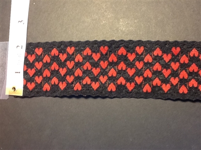 LST-REG-205-BLACK/RED. STRETCH LACE 2 INCH WIDE