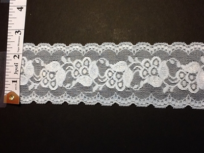 LST-REG-205-WHITE.  STRETCH LACE 2 INCH WIDE - WHITE