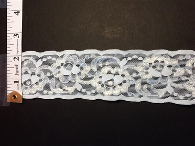 LST-REG-207-WHITE. STRETCH LACE 2 INCH WIDE